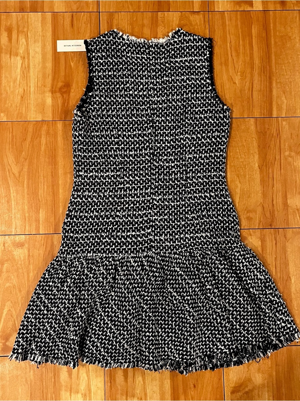 NWT Rebecca Taylor Tweed Boucle Fit & Flare Dress Black White Size 8 - Picture 6 of 7